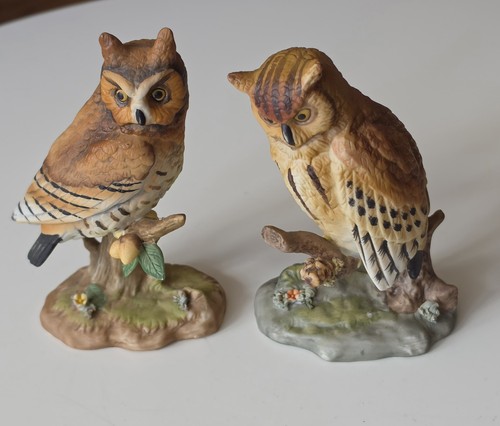Pair enesco porcelain owl - of,