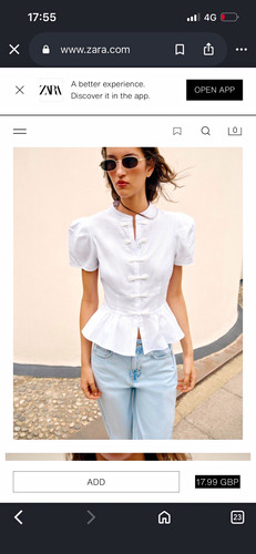 Zara white collared puff - collared,
