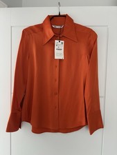 Bright Orange Satin-Feel Shirt – New With Tags (ZARA, Size M)