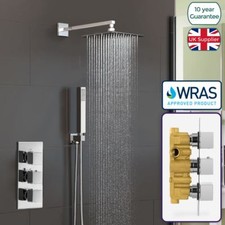 2 WAY CONCEALED THERMOSTATIC SHOWER MIXER VALVE CHROME  200MM SLIM OVERHEAD