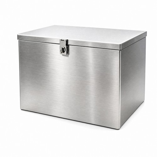 Stainless metal box with lid - metal,