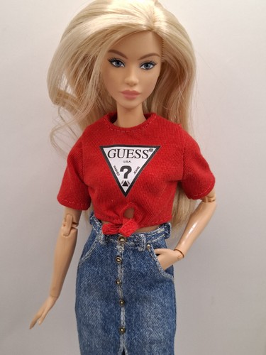 Denim long skirt and red - denim,