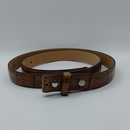 Brown snake skin leather snap - brown,