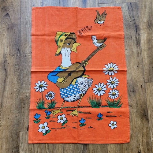 Vintage 1970s tea towel folk - 1970s,