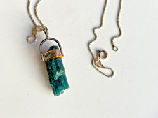 Green Tourmaline (Verdelite) Pendant on 40cm Chain – Natural Raw Crystal – 2.5cm