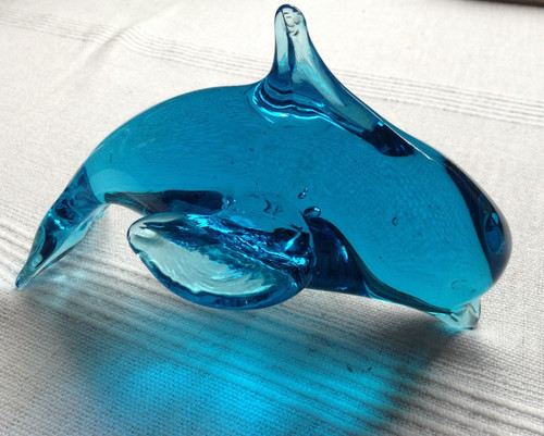Blue glass dolphin - glass,
