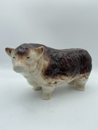 Ceramic hereford bull figure - ceramic,