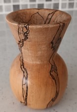 Small hand turned rustic wooden vase. 9cm tall