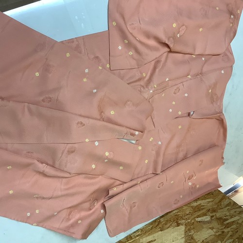 Silk komon kimono pink floral - pink,