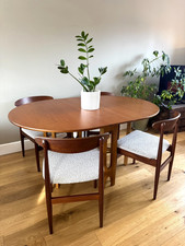 Jentique 1970s Retro Mid-Century Teak Gateleg Dining Table and Chairs, Set of 4