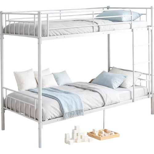 Metal bunk bed - bed, white