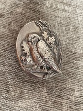 Silver Scenes Owl Trinket Pill Box. Quote etched on side, silver-plated