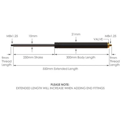 Adjustable gas strut 250 - gas,