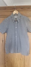 Brutus Trimfit Black And White Check Gingham Short Sleeve Shirt Size L Skinhead