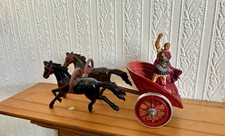 Metal Chariot with A Plastic Caesar Painted Figure 3in Chariot 7in Long