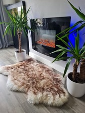 Genuine Sheepskin Rug Natural Pelt Very LARGE Soft Fleece Brown Mouflon 