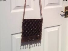 Velvet evening Shoulder Bag,Beaded Detail, Link Strap Unusual Style.By Next
