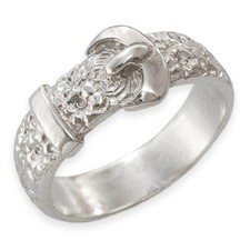 (Large Sizes) Solid Sterling Silver Floral Star BUCKLE RING  (Handmade UK)