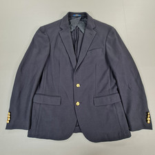 Polo Ralph Lauren Mens Blazer Navy 40 R Cotton Unlined Jacket Gold Helmet Button