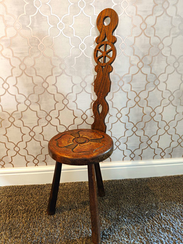 Antique carved oak spinning - carved,