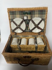 Vintage Hamper Basket Suitcase Style Picnic Basket + Cutlery Set