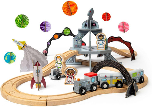 40pc wooden railway set - 40pc,