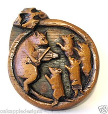 Cat Mice Dancing Fiddle Medieval Reproduction Cathedral carving Ornament Mouse