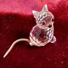 Retired Swarovski Crystal Cat Kitten 32.5mm Tall Unboxed Metal Tail Back Stamp