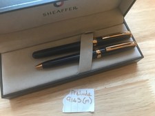 VINTAGE SHEAFFER PRELUDE (9143)FOUNTAIN+BALLPOINT SET,RARE COBALT BLUE FINISH/GT