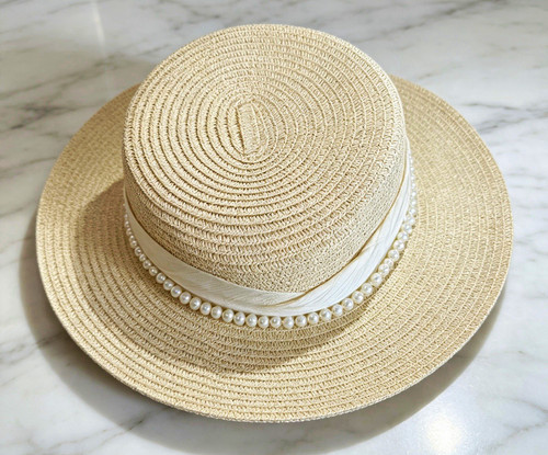 Women beige white straw - &,