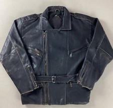 Vintage Distressed Leather Biker Jacket Motorcycle Jacket Cowhide Size M