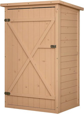 Wooden Garden Shed, Outdoor Storage Small Shed with 2 Shelves, Sloped Roof and B