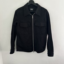 Mens Zara Black Denim Full Zip Top/Jacket Size S . Very Good Condition