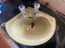 VINTAGE RETRO ADVOCADO GREEN CORNER SINK WITH TAPS