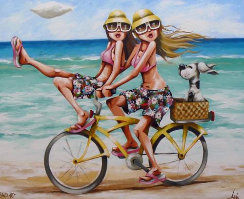 Beach surfing bike canvas