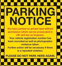 Private Parking Ticket Warning