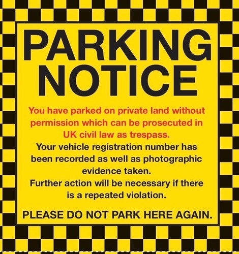 Private parking ticket warning - private,