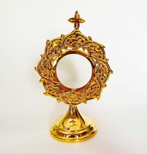 Monstrance ~ Crown of Thorns Gold Plated Brass Church Chapel Altar Gift AUF32