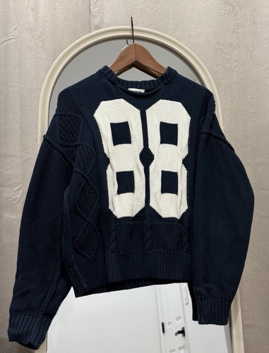 Navy knitted sweater jersey - knitted,
