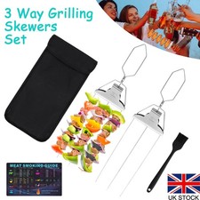 2Pcs Stainless Steel 3 Way BBQ