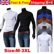 Men Stretch Turtle Roll Neck Shirt Winter Warm Long Sleeve Slim Jumper Polo Tops