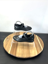 Clarks Girls Black Leather Mary Jane School Shoes UK Size 13.5 E Hook & Loop