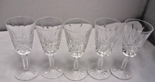 FIVE WATERFORD CRYSTAL GLASS LISMORE SHERRY GLASSES 5 1/8 INCHES TALL