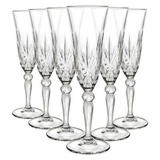 6x RCR Crystal 160ml Melodia Glass Champagne Flutes Prosecco Wedding Glasses Set
