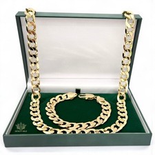 Mens 12mm Curb Set, 9ct Gold