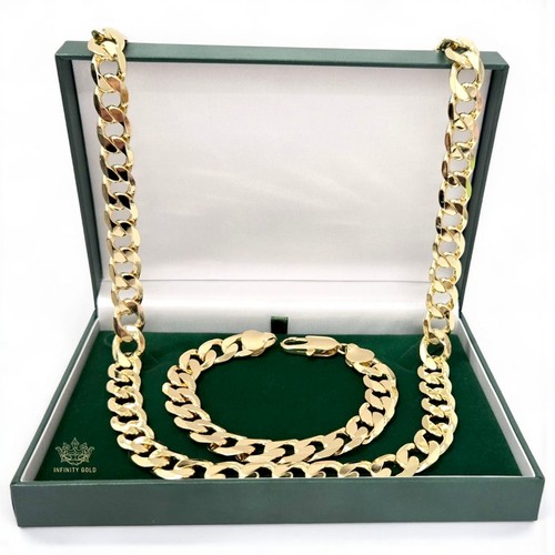 Mens 12mm curb set 9ct - curb, gold