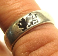 STERLING SILVER ST JUSTIN WEDDING RING BAND BLACK WELSH DRAGON DECORATION SIZE M