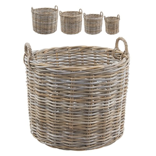 Grey buff rattan round - &,