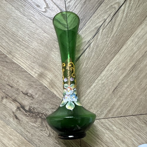Green bohemian glass floral - green,