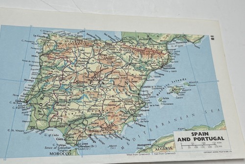 1973 map spain portugal - 1973:, of
